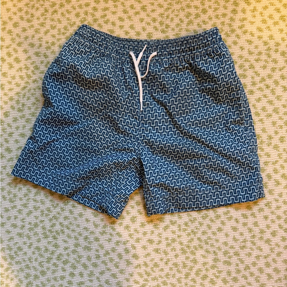 Crewcuts Navy and White Patterned Swim Trunks
